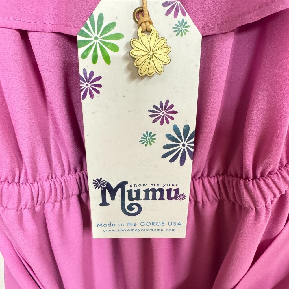 Show Me Your Mumu Rosie Crepe Dress, Sz Small, Off Shoulder Midi Side Slit NEW - Picture 13 of 14